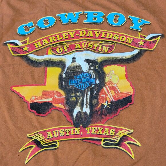 Harley Davidson Graphic Tee Austin Tx Rust Brown - Picture 1 of 5